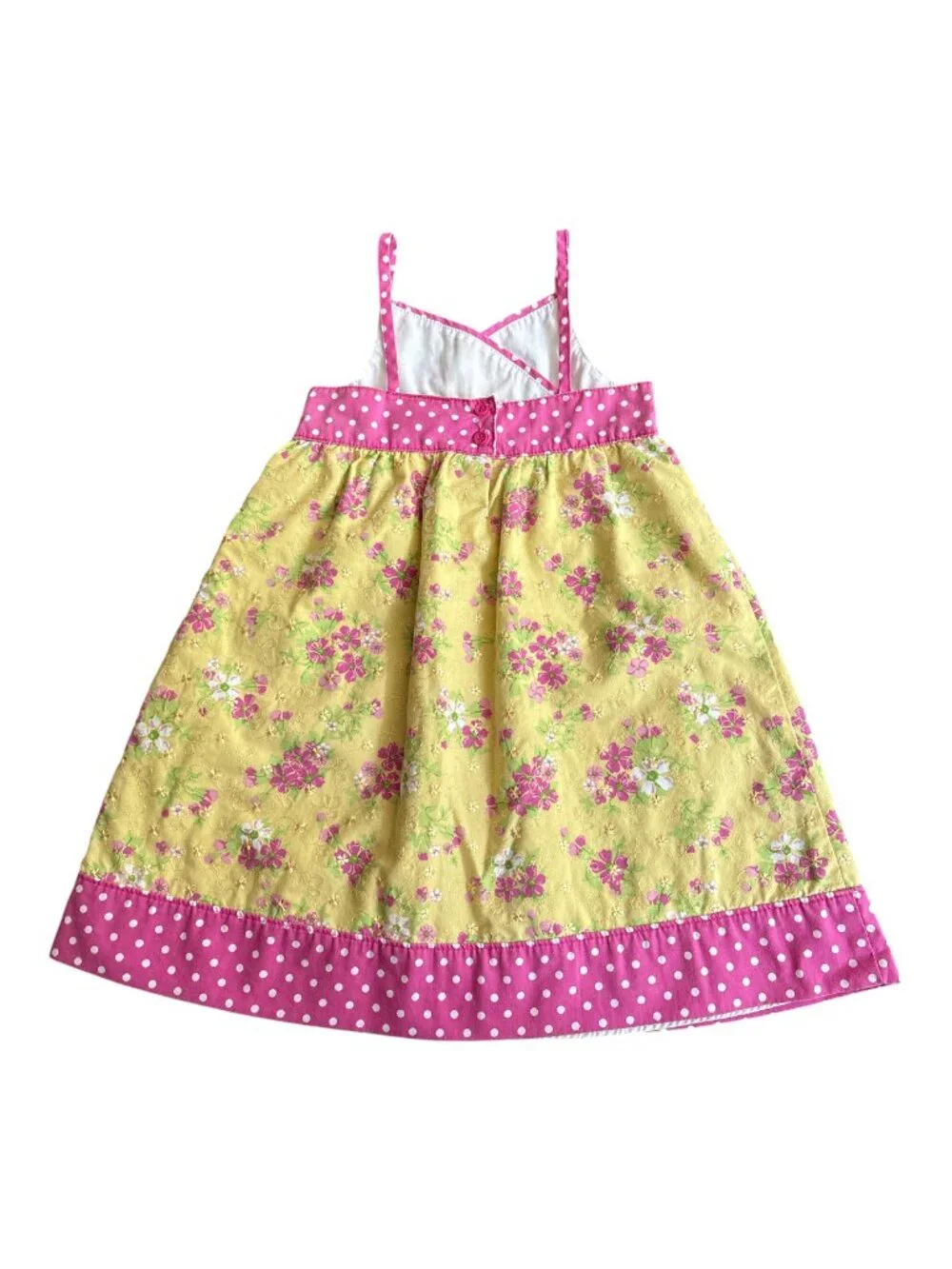 PENELOPE MACK TODDLER SUMMER DRESS WITH FLOWERS AND POLKA DOTS FULLY LINED 4T